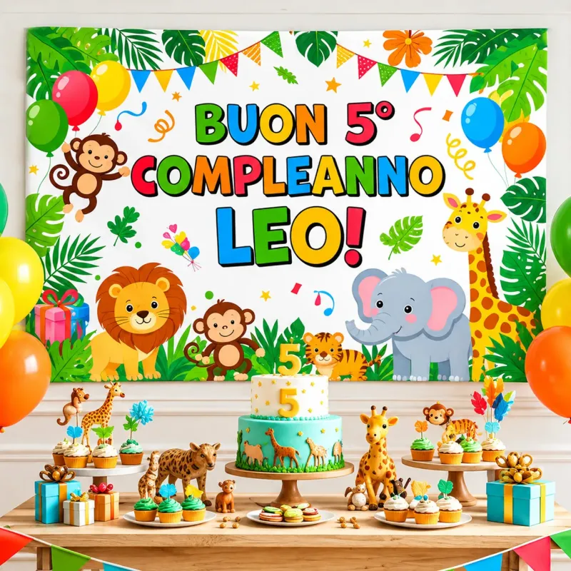 Poster retro tavolo torta bambini – decorazione per festa