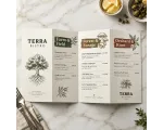 Menu pieghevole a tre pieghe (4 ante / 8 facciate) personalizzato per bistrò e ristorante - StampaOnline24